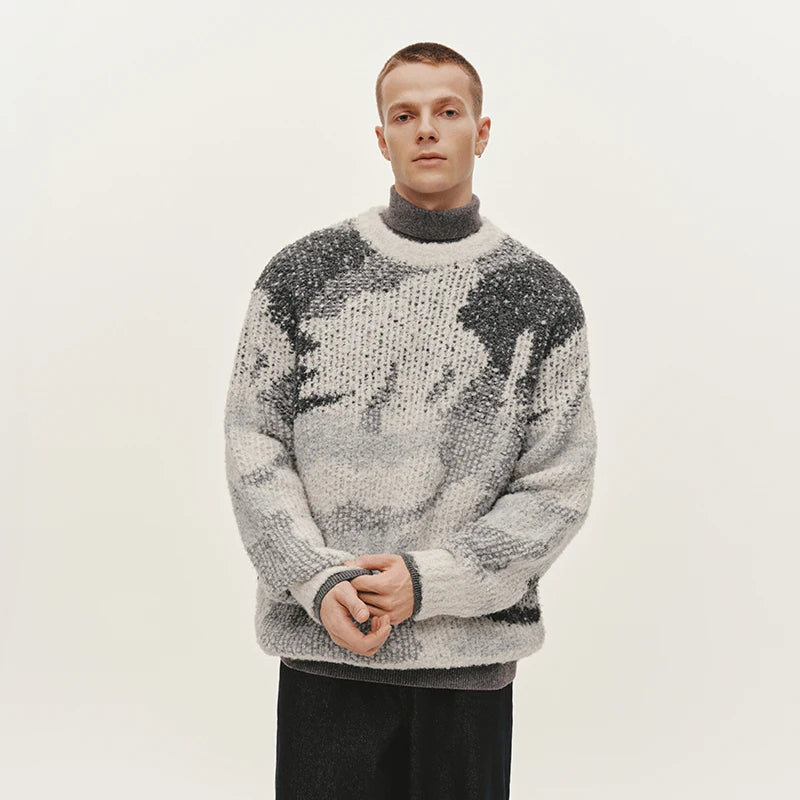 Semir Knitted Sweater Men Winter Artistic Color Block Abstract Camo Jacquard 2025 New Trendy Couple Sweater Men'S Clothing