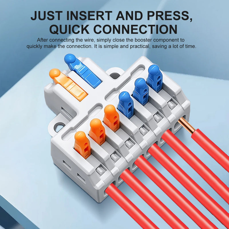 TOMZN Wire Connectors Transparent 6IN2 18PCS 4IN2 24PCS Wire Connectors 28-14AWG 0.08-2.5㎜² L and N + and - Orange Blue