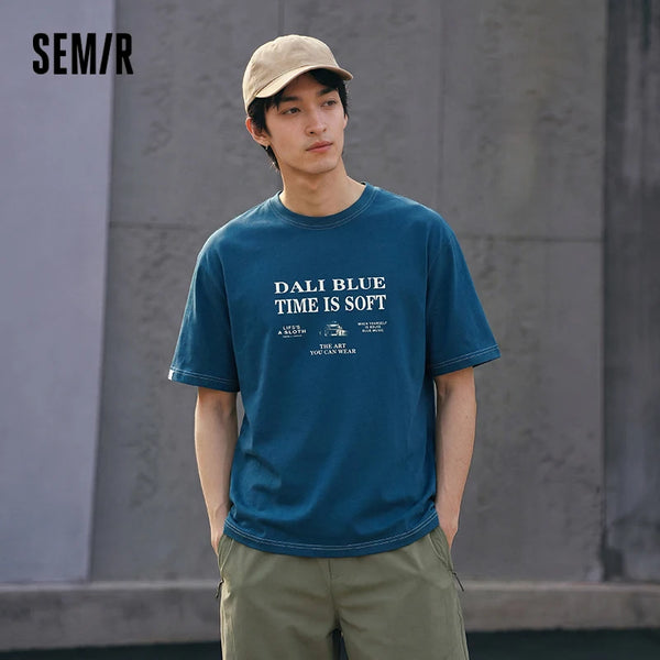 អាវយឺតបុរស Semir ឆ្នាំ ២០២៦ កប្បាសសុទ្ធបោះពុម្ពអក្សរប៉ាក់រលុង ស្ទីលធម្មតា ទន់ ពាក់ប្រចាំថ្ងៃ
