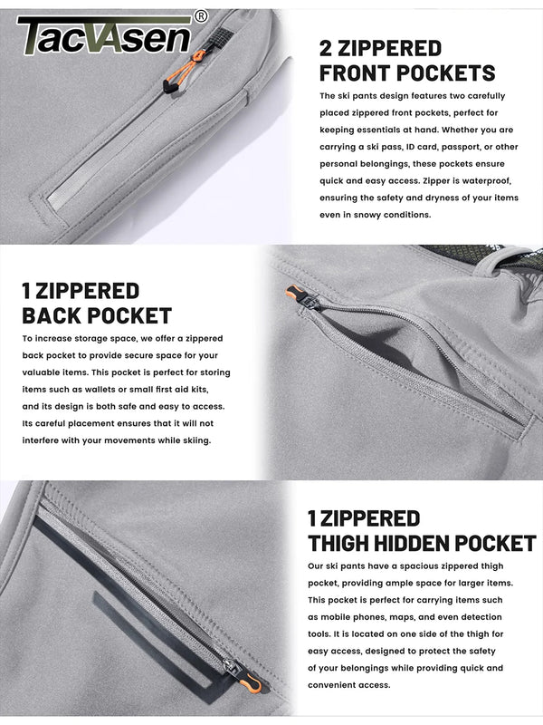 TACVASEN Winter Thicken Fleece Hiking Pants Men Warm Thermal Pants Windproof Outdoor Fishing Camping Mountain Ski Pants Trousers