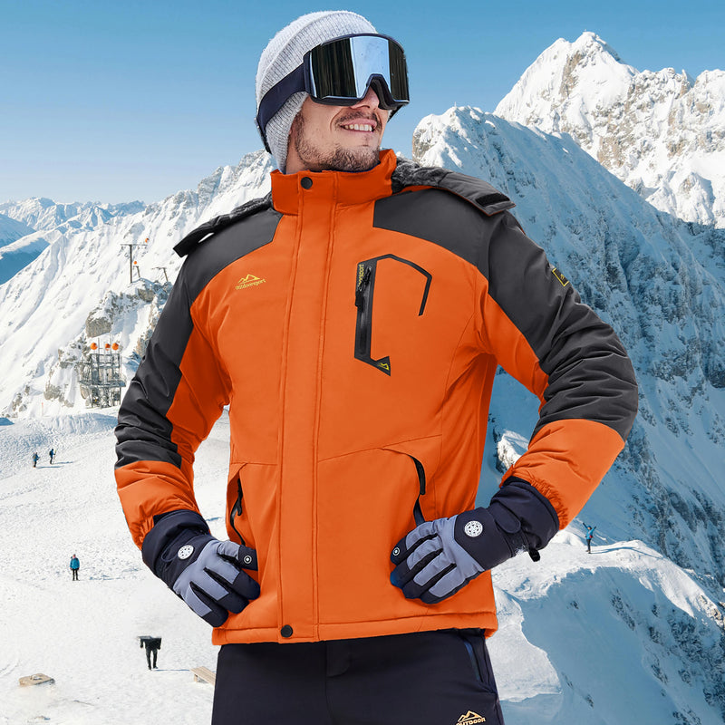 TACVASEN Men's Waterproof Fleece Lined Winter Jacket Windproof Multi-Pockets Warm Outdoor Coat Thermal Parka Raincoat with Hood