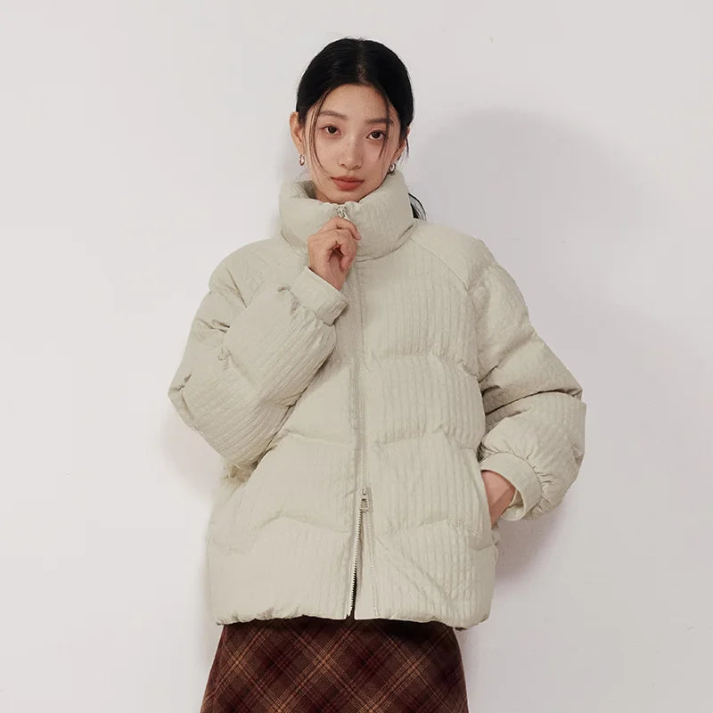 Semir Textured Down Coat Raglan Sleeve Women 2026 Winter Loose Fit Warm 80 Fill Power Soft Comfortable Casual Fashion Outerwear