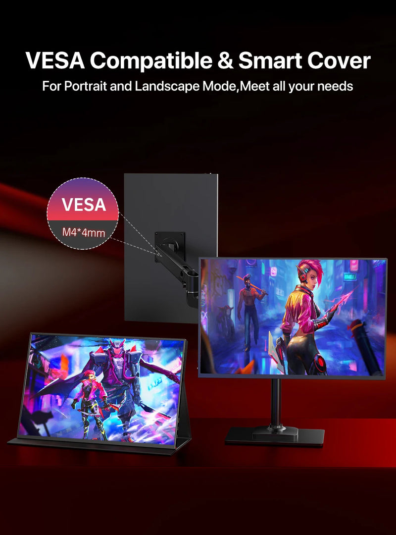 UPERFECT Portable Monitor 18 Inch 2.5K 100% DCI-P3 144Hz Gaming Display IPS LCD Panel Matte Mobile Screen FreeSync HDR With VESA