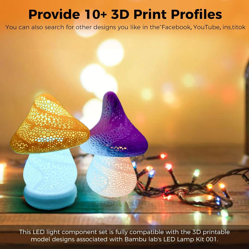 សម្រាប់ឧបករណ៍ចង្កៀង LED របស់ Bambu Lab ឈុតភ្លើង LED ដែលអាចលៃតម្រូវបាន គ្រឿងបន្លាស់ផ្នែករឹង DIY ម៉ូដែលពន្លឺពណ៌ស/ត្រជាក់/ក្តៅ ដោយគ្មានសំបកចង្កៀង 001