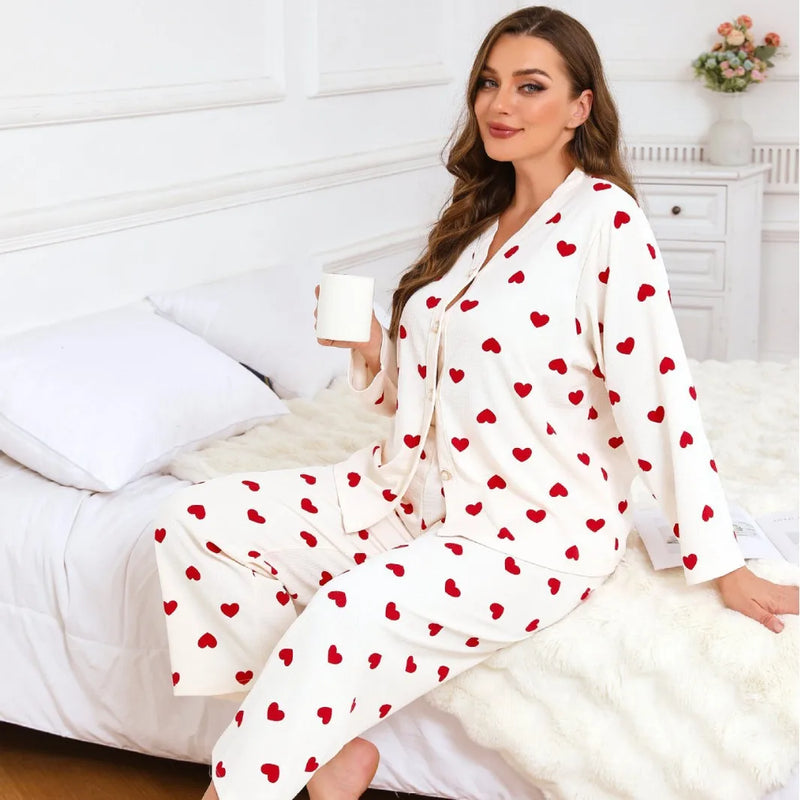 New Arrival 2PCS Sleepwear Woman Pajamas Home Wear Pyjamas Spring Autumn Pajama Sets Home Suit For Women Sleeping Clothes