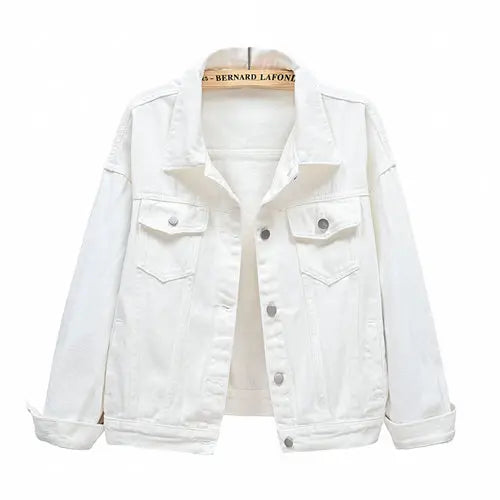 2026 New Women's Blue Denim Jacket Single-breasted Lapel Coat Fashion Casual Tops Green Black Red Outerwear Female Overcoat