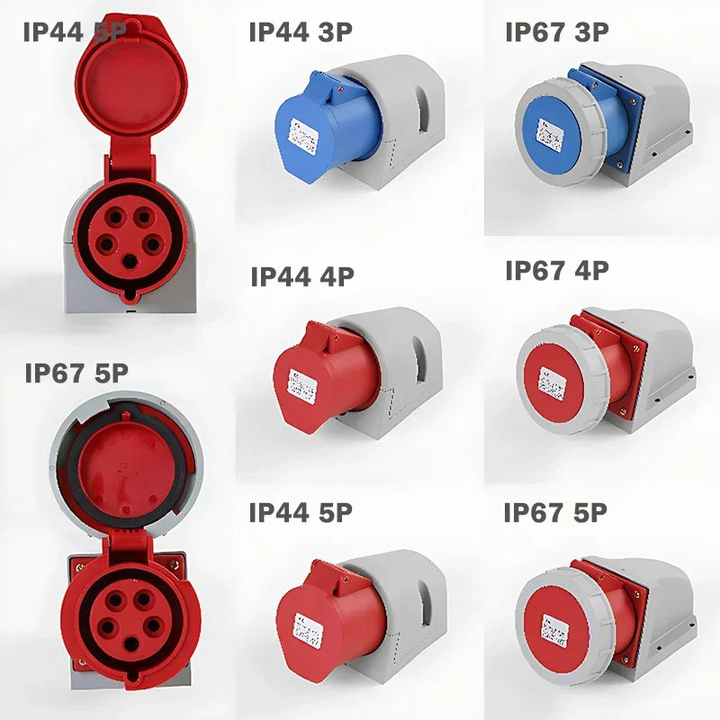 MALE FEMALE IP44 IP67 Industrial Plug and Socket Waterproof Connector 3P 4P 5PIN 16A/32A Electrical Connection Wall Mount Socket