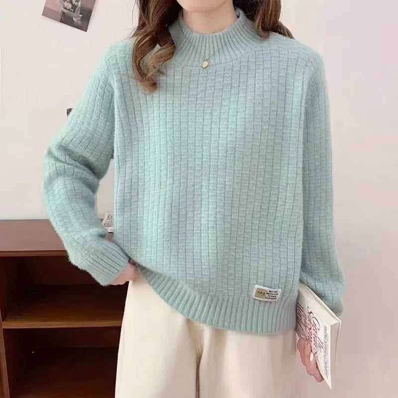 Knitwear Woman Clothes New Half Turtleneck Warm Pullover Tops Spring Autumn Women's Sweater Knitting Jumper Female Clothing