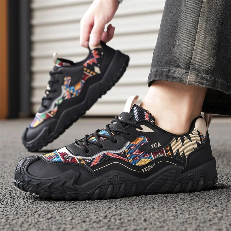 Men's flat tide casual sneakers summer walking shoes soft-sole outdoor running shoes breathable lightweight speed sports shoes