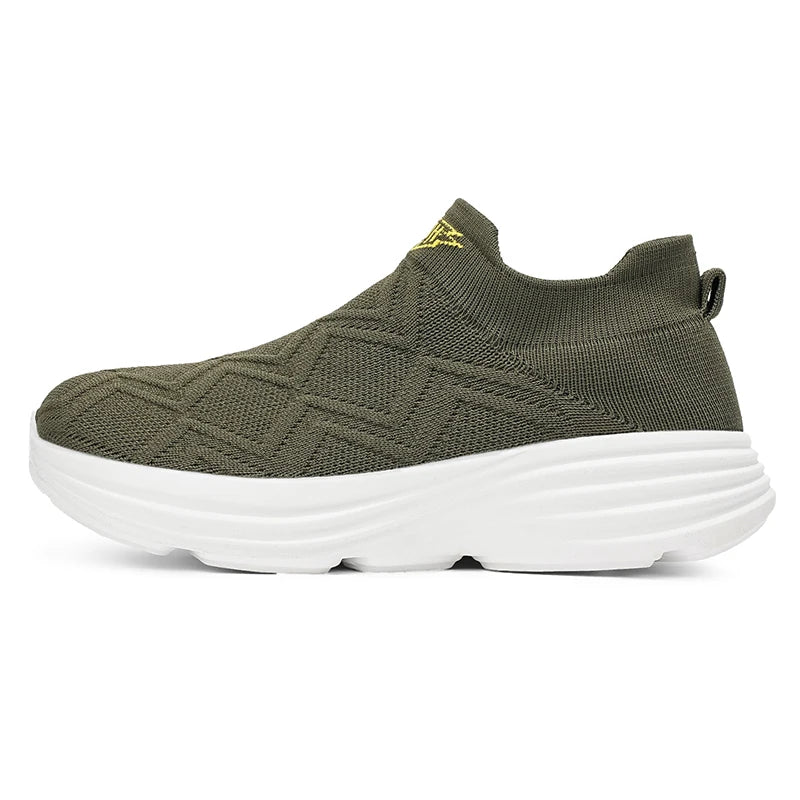 Men Extra Wide Toe Box Slip on Knit Sneakers Stretch Breathable Casual Walking Shoes Roomy Fit for Swollen Feet Edema Bunions