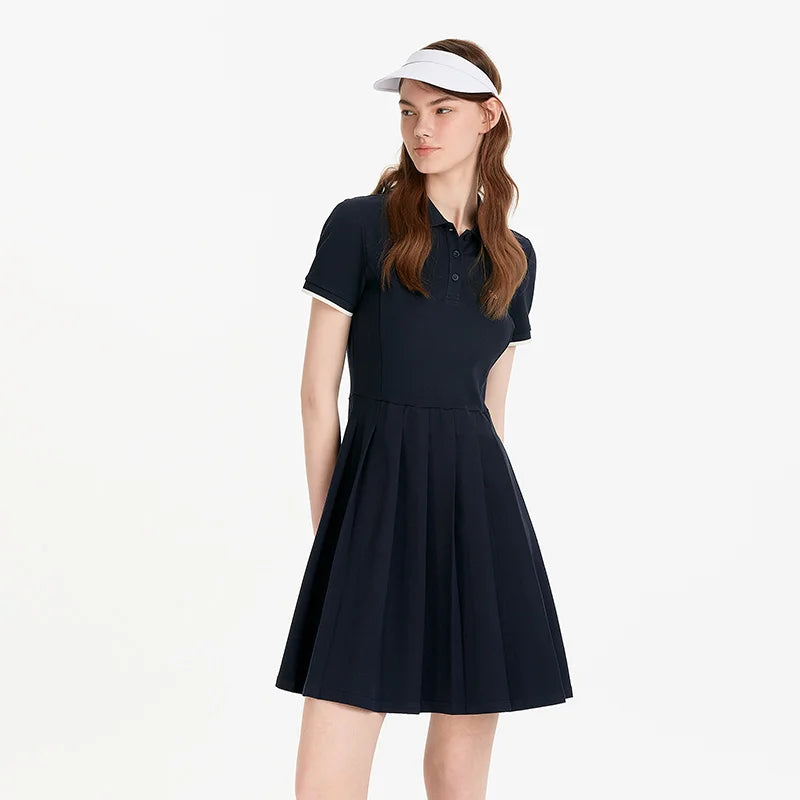 Semir Women Dress Color 2026 Block Polo Collar Letter Print Urban Casual Everyday Style Soft Comfortable Daily Wear Trendy