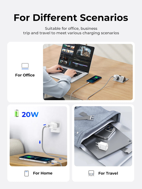 ORICO-Portable USB C Charger Type C Support PD Fast Charging For IPhone 15 14 13 12 11 Pro Max 8 Plus 20W