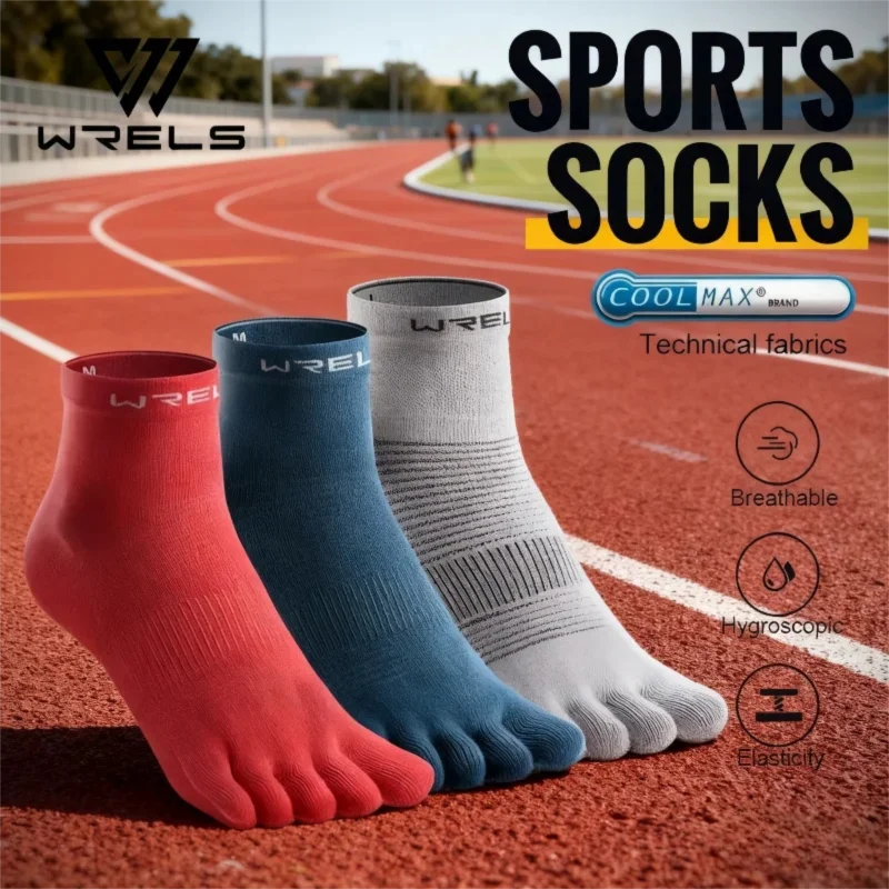 WRELS 1/3pair Toe Sock Coolmax Five Finger Running Riding Cycling Basketball Sport Moisture Wicking Sock Quick Dry Sports Socks