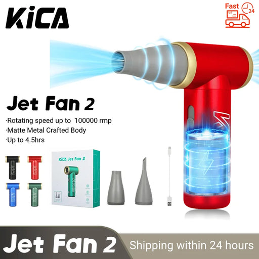 KICA Jetfan 2 Compressed Air Duster Electric Air Dust Blower Portable Cordless Computer Keyboard Cleaner for PC Car 100000RPM
