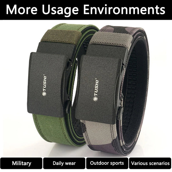 TUSHI New Military Belt for Men Sturdy Nylon Metal Automatic Buckle Police Duty Belt Tactical Outdoor Girdle IPSC Accessories