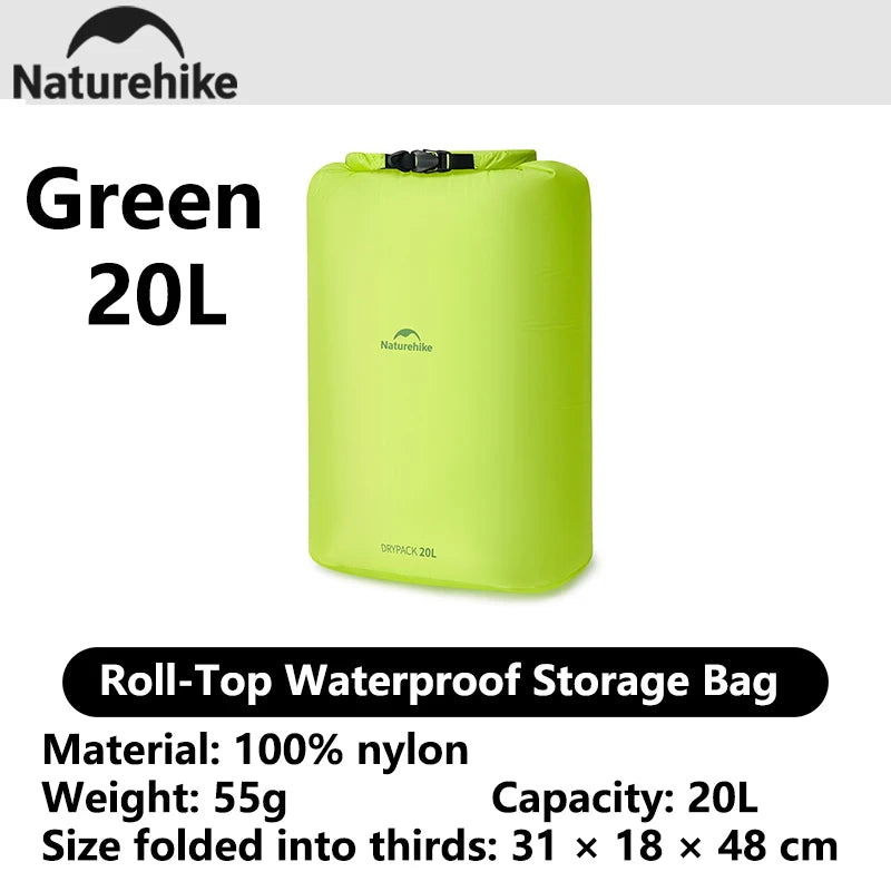 Naturehike 2026 Large New Outdoor Ultralight Roll Top PU2000+ Waterproof Storage Bag Picnic Camping Drinking Water Storage Bag