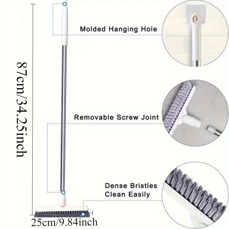 1pc bathroom floor and tile cleaning brush, stiff bristle brush, cleaning supplies, long handle brush, bathroom cleaning brush