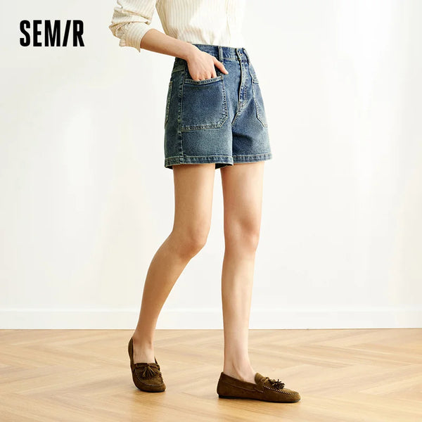 ខោខូវប៊យខ្លីសម្រាប់នារី Semir ឆ្នាំ 2026 រចនាបថបុរាណ ពាក់កណ្ដាលយឺត ត្រង់ ទន់ ធម្មតា