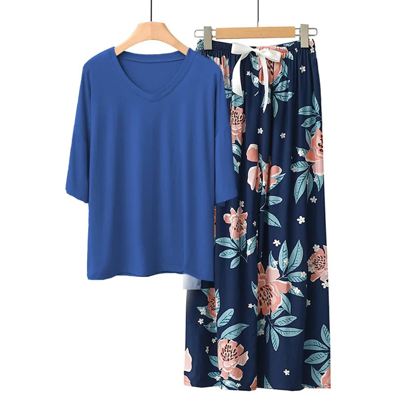 Women's Sleepwear 2026 Spring Summer New Pajamas Sets Casual Home Clothes Modal 2PC Sleep Suit House Wear Conjuntos De Pijama