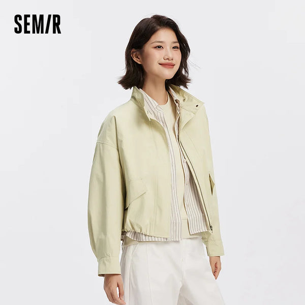 អាវធំ Semir សម្រាប់នារី កអាវឈរ ដៃអាវមូល ស្មាធ្លាក់ ស្ទីលធម្មតា សម្លៀកបំពាក់ក្រៅរដូវស្លឹកឈើជ្រុះ 2026