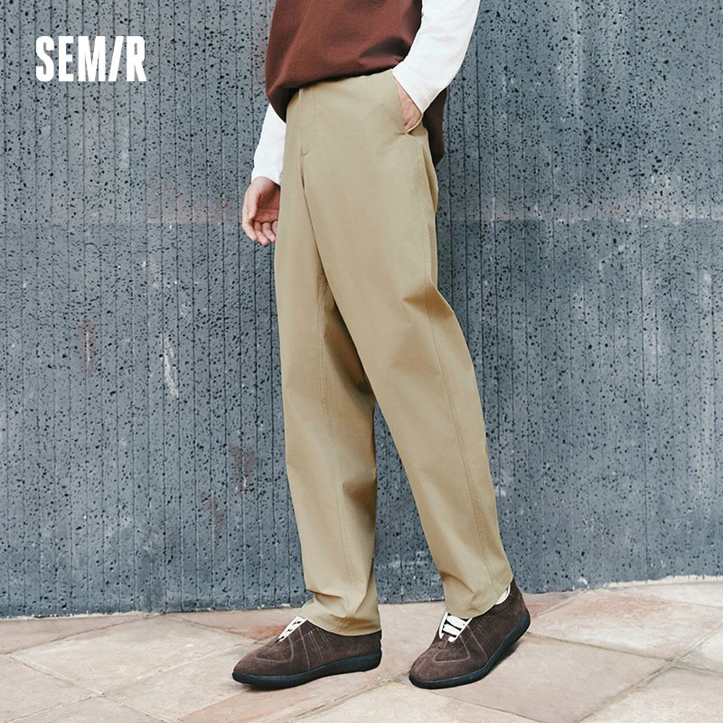 Semir Loose Pants Men 2026 Spring Wide Leg Tapered Water Repellent Back Elastic Waist Height Enhancing Trousers