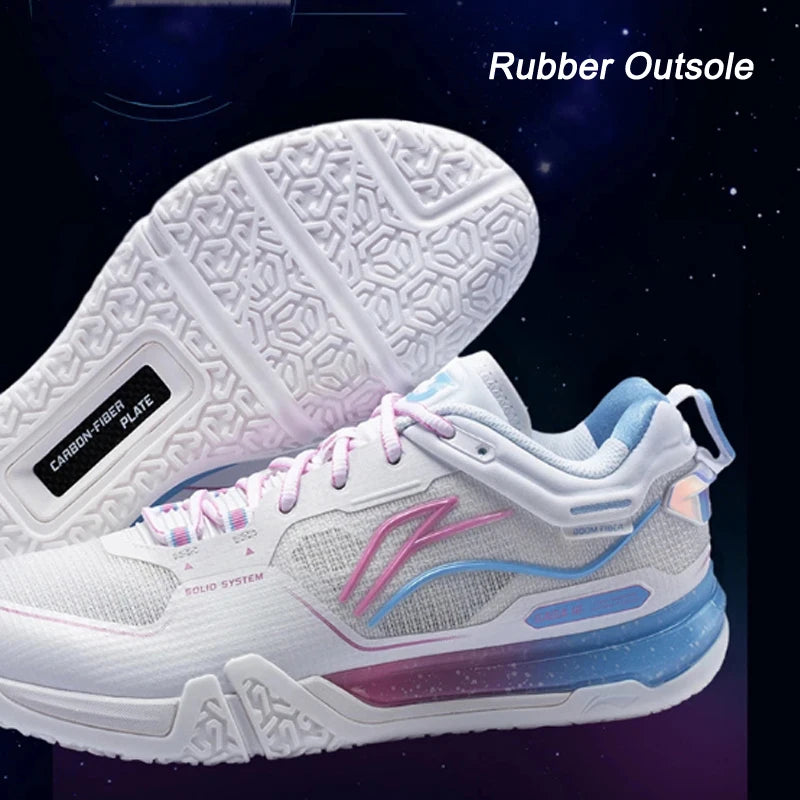 ស្បែកជើងវាយសី Li-Ning Unisex SAGA III PRO BOOM Cushion បន្ទះកាបូន-ជាតិសរសៃ LiNing សម្រាប់បុរស និងស្ត្រី ស្បែកជើងប៉ាតាប្រកួតប្រជែង AYAV001