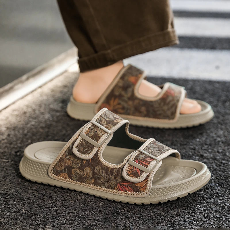 Men's Casual Slip-On Slippers New Summer Lightweight Beach Shoe Outdoor Sports Fashion Anti-Slip Soft Sole City Walking Slippers