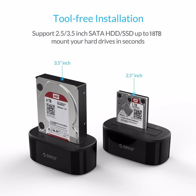 ORICO Hard Drive Docking Station USB 3.0 to SATA HDD Docking Station for 2.5/3.5 inch SATA Hard Drive Card Reader Support