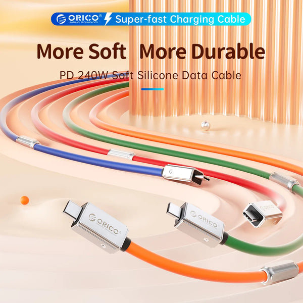 ORICO USB4 Cable 240W Silicone PD USB C Cable Data Line Fast Charging Cord Thunderbolt 3 8K for Tablet Laptop Samsung MacBook