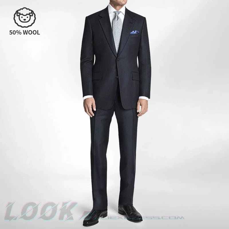 Men's Premium Suit -Business Suit, Professional Formal Wear, Ideal for Work and Weddings,50% Wool,Customizable Fit with 20 Sizes