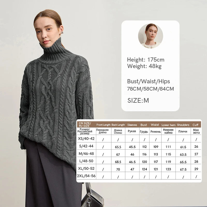 Amii Turtleneck Sweaters For Woman 2026 Winter New Warm Retro Long Sleeves Sweater Loose Pullover Knitting Women's Top 12544155