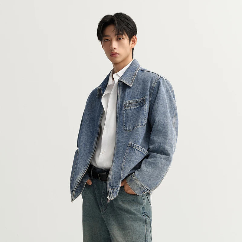 Semir Unisex Jacket Denim Retro Lapel Classic Workwear Loose Casual Style Autumn Outerwear Urban Daily Wear 2026