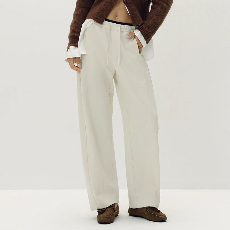 Semir Women Loose Pants Contrast Curved Barrel Leg Loose Sport Style Casual Autumn Trousers Urban Daily Wear 2026