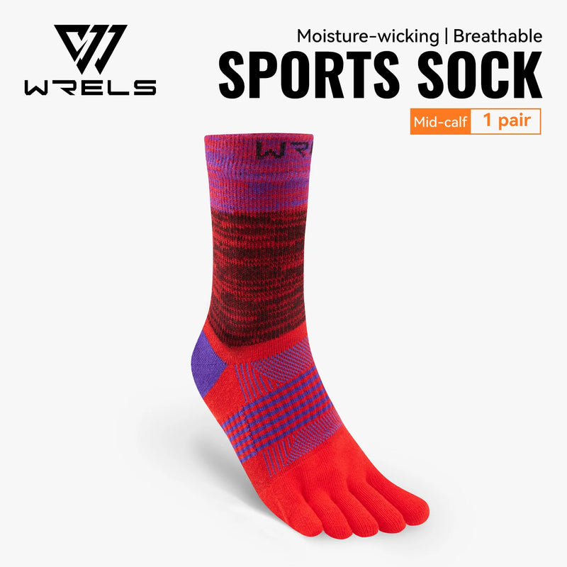 WRELS 1/2/3 Pair Five Finger Socks Athletic Running Breathable Ankle Compression Lightweight Moisture Wicking Anti-Blister Socks