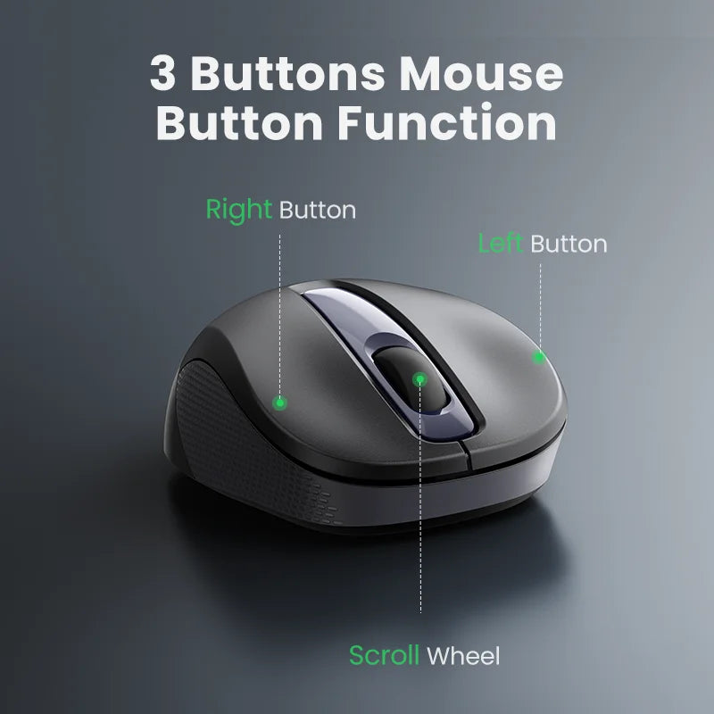 UGREEN Mouse Wireless Ergonomic Shape Silent Click 2400 DPI For MacBook Tablet Computer Laptop PC Mice Quiet 2.4G Wireless Mouse