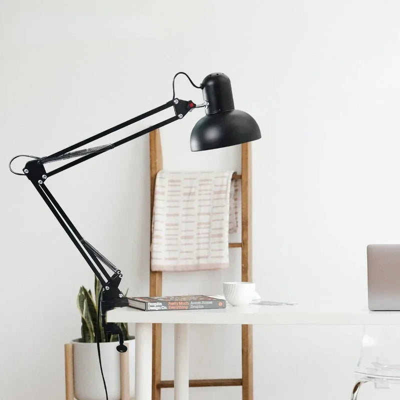 1/6/12Pcs Durable Foldable Desk Lamp Clip on Telescopic Eye Protection Retro Bedroom Study Table Lamp Home Decor for E27 Bulb