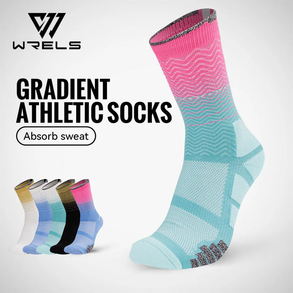 WRELS Running Socks High Tube Hhick Towel Bottom Shock Absorption Non-slip Anti-Blister Breath Basketball Sports Cushion Socks