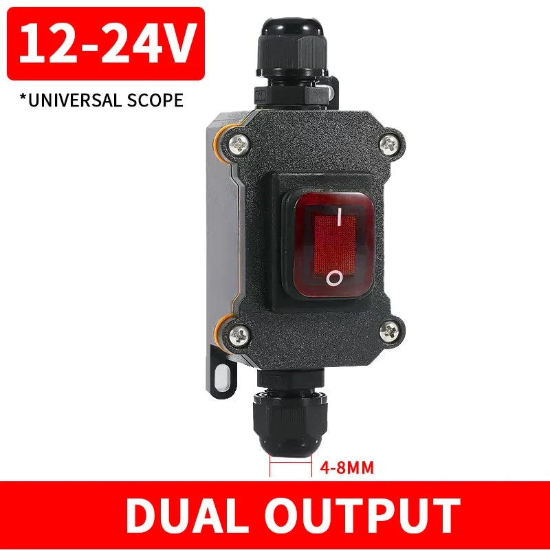 Waterproof Marine Rocker Switch With LED Outdoor Junction Box Inline Power Cord Power Switch IP65,12V/24V/220V,Screw Wiring