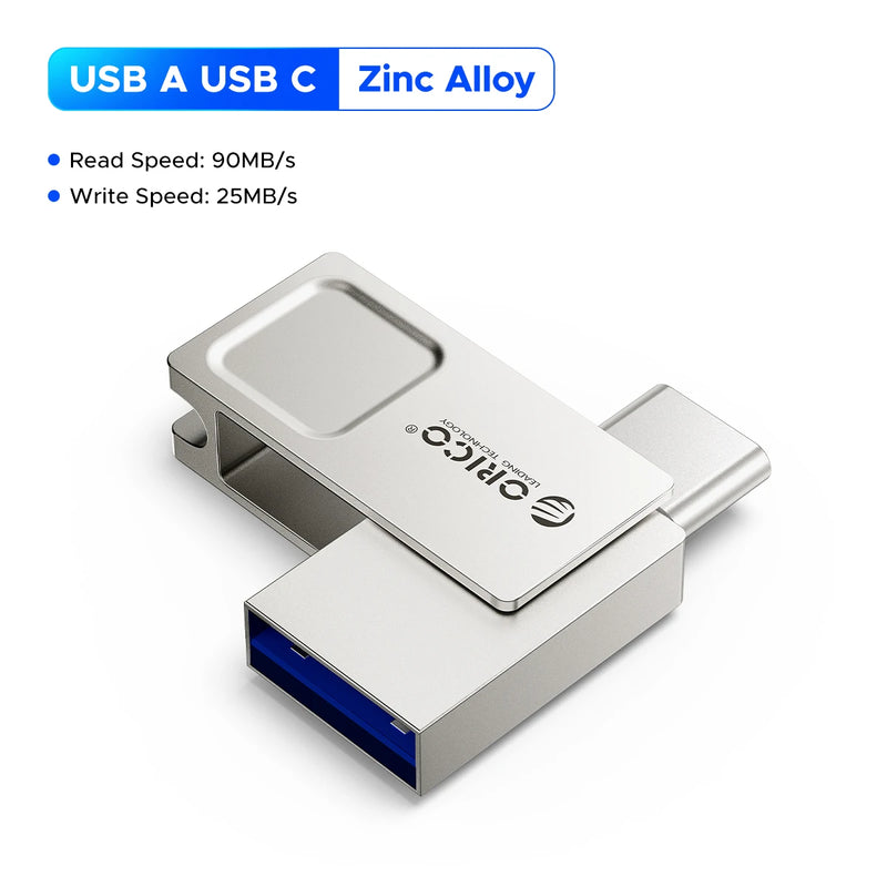ORICO USB2.0 3.0 Mini USB Flash Drive Metal Thumb Drive Memory Stick Zinc Alloy with Sturdy Lanyard OTG for Car Computer Office