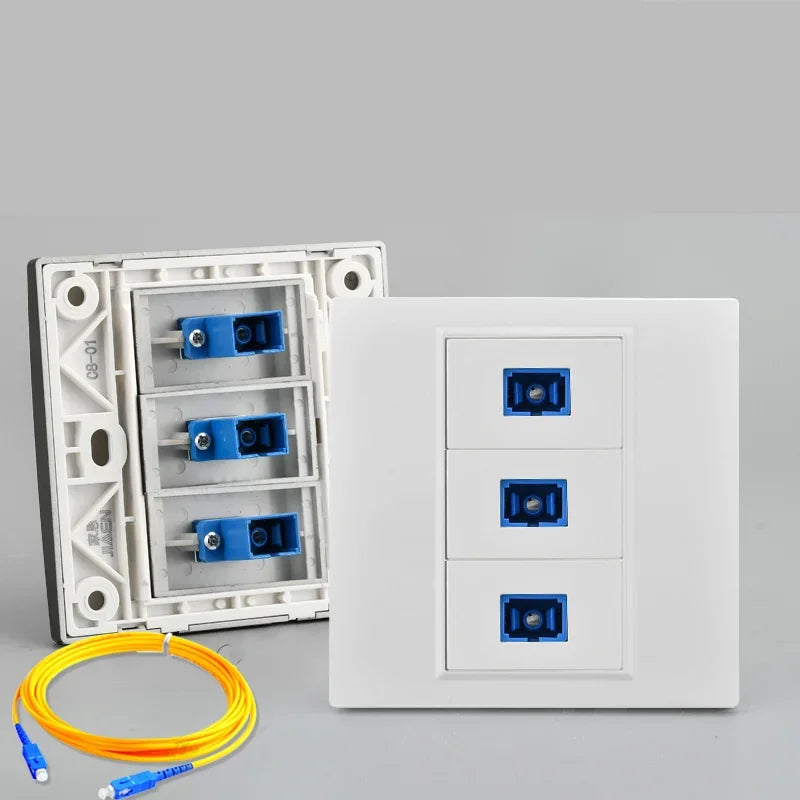 Depoguye Wall-mounted one port fiber optic information socket panel, SC fiber optic wall connector panel with fiber optic cable