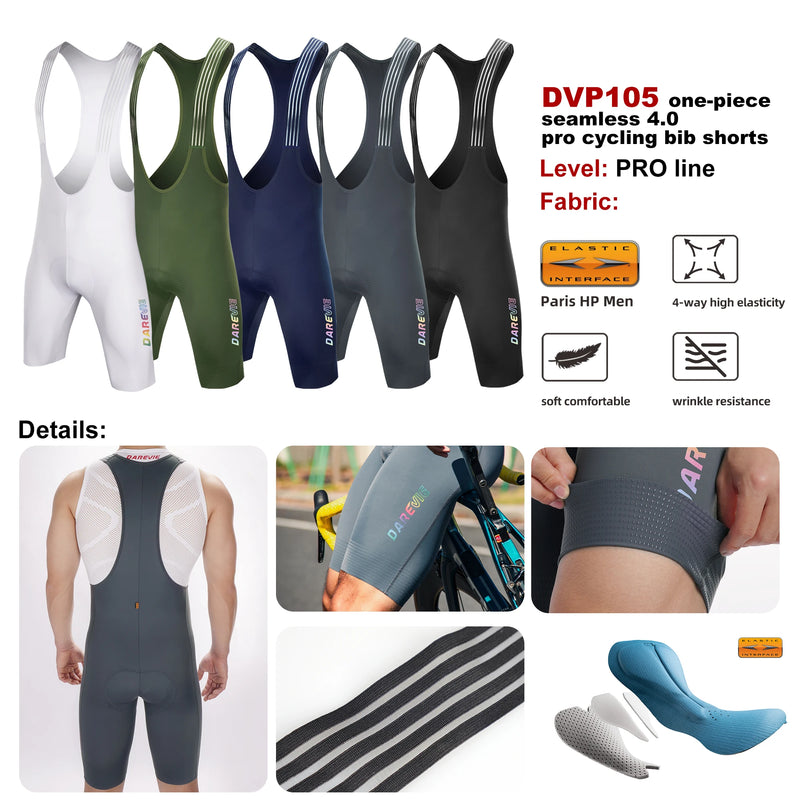 ខោជិះកង់បុរស DAREVIE អ៊ីតាលី ELASTIC-INTERFACE® 120 kg/m³ Pad ខោជិះកង់លាតសន្ធឹង 4 ផ្លូវ សម្លៀកបំពាក់ជិះកង់បុរស