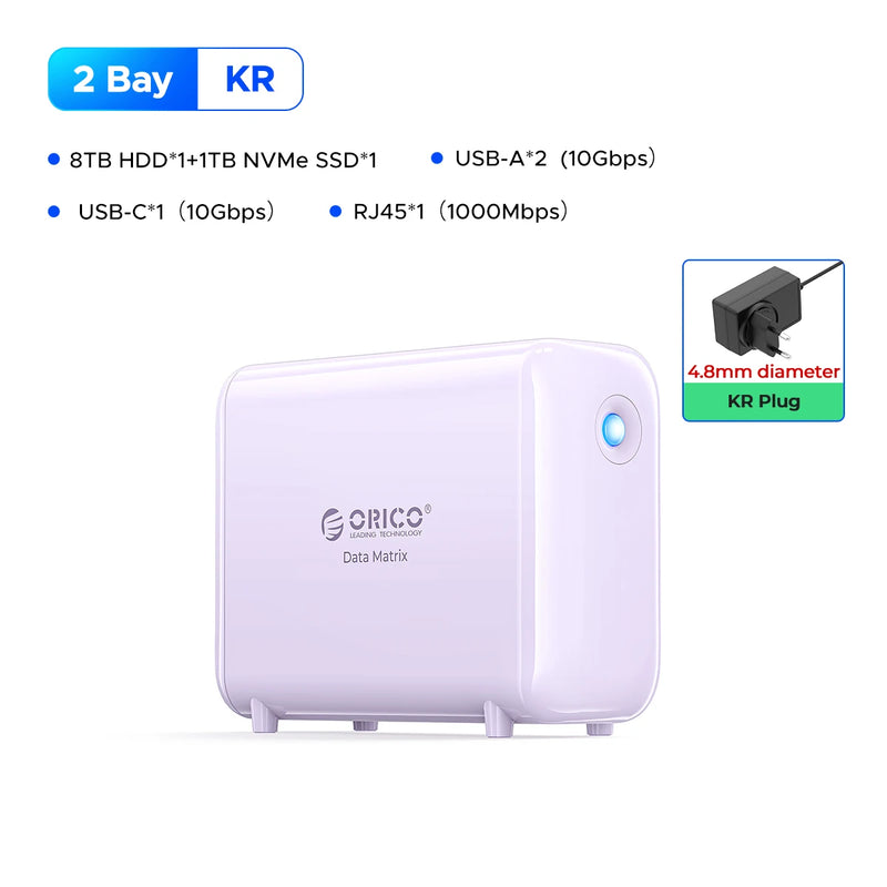 ORICO DataMatrix Editing Hybrid Converged Storage WD Red HDD,NVMe SSD,RGB Aura ,10Gbps USB & RJ45,Seamless Workflow for Creators