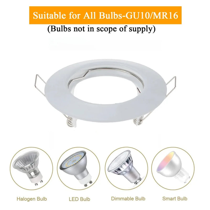 JOYINLED 1/10PCS Recessed Spotlight Frame GU10 MR16 Ceiling Light Trim Round Metal Downlight Housing Lamp Fitting Kit