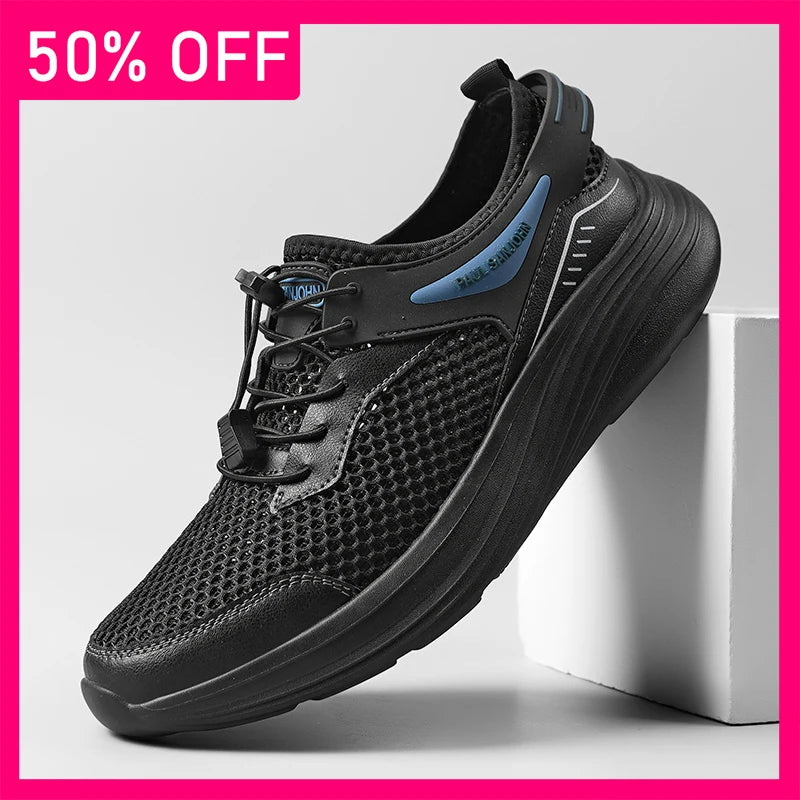Men Sports Shoes Breathable Lightweight Mesh Comfortable Durable Soft Soled Tennis Shoes Outdoor Leisure Fitness Training Shoes
