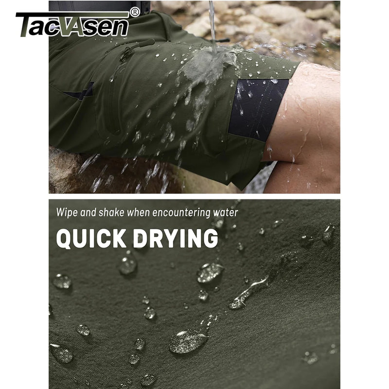 TACVASEN Men Summer Outdoor Shorts Quick Dry Knee Length Hiking Fishing Running Shorts Lightweight Multi-Pockets Workout Shorts