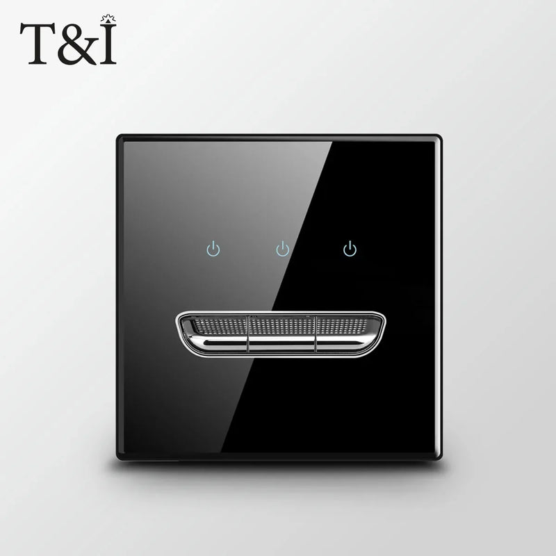 UK Crystal Tempered Glass Switch Panel LED Indicator 1/2/3/4 Gang/ 1/2 Way Self-reset  Button Light