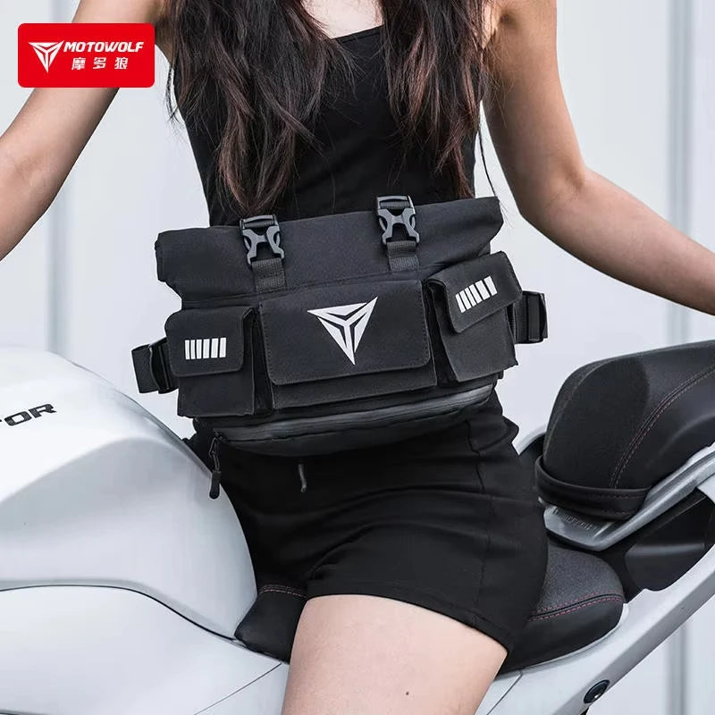 MOTOWOLF Motorcycle Riding Waist Pack Large Capacity Backpack Men Women Waterproof Multiple Pockets Rider Crossbody Bag
