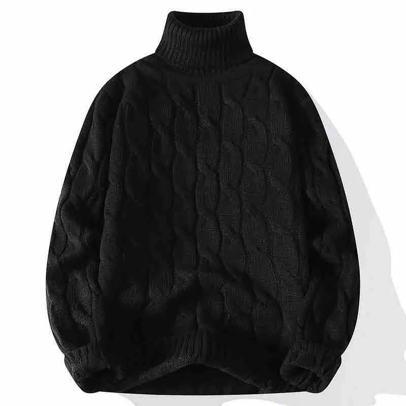 2026 New Men's Long-Sleeve Turtleneck Sweater Spiral Pattern Decorated Pullover Available in Red, Black, White, Gray, and Navy.
