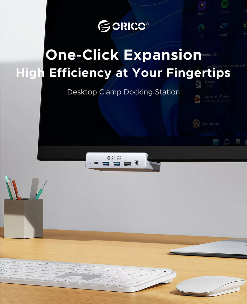 ORICO Aluminum 8 in 1 USB Clip Hub With Power Supply Suitable for High Speed 10GBPS Data Transmission on MAC OS PC