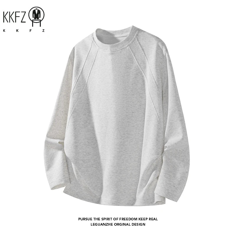 Male Basic Long Sleeve Crew Neck Tee Raglan Stitching Detail Soft Skin Friendly Material For Everyday Activities